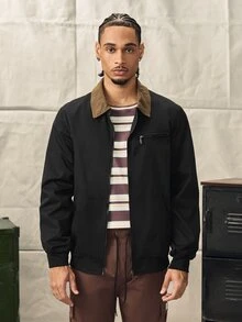 Norleigh Men's Jacket, Men's Coat, Lapel Jacket, Polyester, Non-Stretch, Multi-Pocket, Casual Loose Versatile Zip-Up Jacket, New Vintage Cargo Jacket For Men - Black - View 4