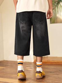 Whitmere Bermuda Men's Loose Wide Leg Casual Denim Shorts - Black - View 3