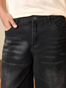 Whitmere Bermuda Men's Loose Wide Leg Casual Denim Shorts - Black - View 8