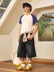 Whitmere Bermuda Men's Loose Wide Leg Casual Denim Shorts - Black - View 4
