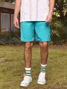 Whitmere Father's Day Gift, Men's Sports Fashion Casual Style Knit Drawstring Waist Shorts, Available In Multiple Colors, Summer Lightweight Cool Shorts - Green - View 4
