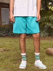 Whitmere Father's Day Gift, Men's Sports Fashion Casual Style Knit Drawstring Waist Shorts, Available In Multiple Colors, Summer Lightweight Cool Shorts - Green - View 5