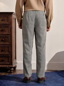 VeloEdit Men's Plaid Formal Slim-Fit Suit Pants - Dark Grey - View 3