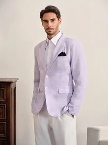 VeloEdit Men's Striped Single-Breasted Business Casual Blazer - Multicolor - View 1
