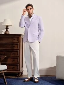 VeloEdit Men's Striped Single-Breasted Business Casual Blazer - Multicolor - View 2
