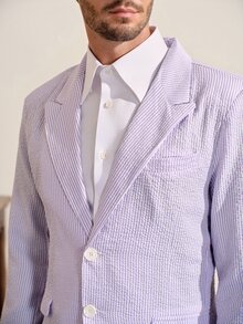 VeloEdit Men's Striped Single-Breasted Business Casual Blazer - Multicolor - View 7