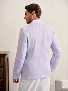 VeloEdit Men's Striped Single-Breasted Business Casual Blazer - Multicolor - View 3