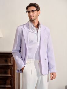 VeloEdit Men's Striped Single-Breasted Business Casual Blazer - Multicolor - View 4