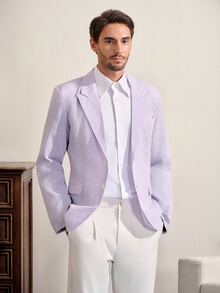 VeloEdit Men's Striped Single-Breasted Business Casual Blazer - Multicolor - View 6