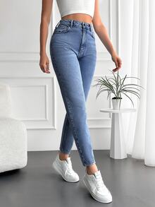 RueChic Solid Color Women's Jeans - Royal Blue - View 4