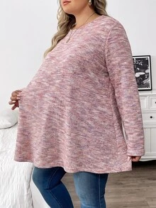SHEIN CURVE+ 大尺碼秋季休閒寬鬆長袖T恤 - 彩色 - 查看 7