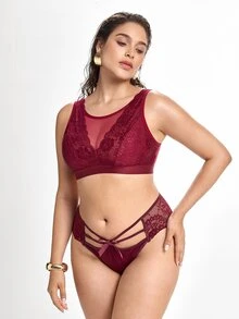 Slumbrini Plus Size Comfortable Wireless Bra, Minimalist Fashion For Casual Daily Wear - Burgundy - View 6