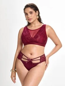 Slumbrini Plus Size Comfortable Wireless Bra, Minimalist Fashion For Casual Daily Wear - Burgundy - View 1