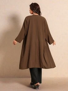 Elaquor Plus Size Minimalist Simple Normal Basic Textured Fashion Jacket For Daily Wear Autumn Hiking Brown Fall - Brown - View 3