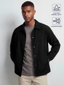 TekDrob Chaqueta impermeable & a prueba de viento para hombres - Negro - Ver 3