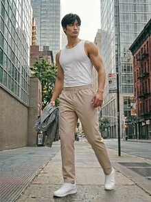 TekDrob WaterProof & UV Protection Tapered Pants With Drawstring Waistband - Khaki - View 4