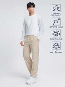TekDrob WaterProof & UV Protection Tapered Pants With Drawstring Waistband - Khaki - View 3