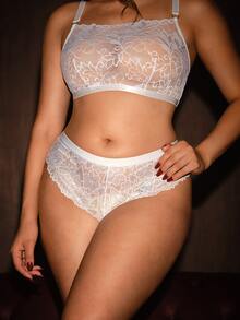 Bella Beso Plus Size Criss Cross Lace Heart Design Sexy Panty Lingerie - White - View 5