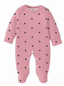SHEIN Vintaside Kids 【随机3套，送1套】可爱爱心印花、艺术花卉印花、粉色波点印花，新生儿连体衣，舒适便捷，春夏柔软休闲睡衣套装，让宝宝看起来可爱活泼，柔软舒适的面料，给新生儿带来母爱般的拥抱感。 - 彩色 - 查看 4