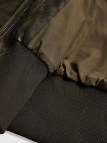 SHEIN x Luisa Sonza ROMWE Grunge Punk 復古街頭做舊 PU 機車風翻領修身女款夾克 - 綠色 - 查看 6