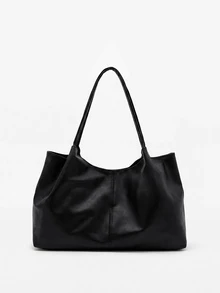 SHEIN Franclia 新款时尚手提包，韩日小众百搭大容量单肩包，适合日常通勤 - 黑色 - 查看 4