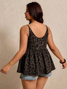 Melodosi Plus Size Leopard Print Casual Sleeveless Tank Top For Summer - Multicolor - View 2