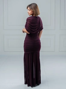 SARA VAULT Elegant Ruched Skirt Bodycon Dress Summer - Maroon - View 2