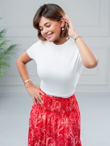 SARA VAULT Women's Bohemian Print Skirt, Casual Holiday Daily Wear Vacation Summer - Hot Pink - View 3