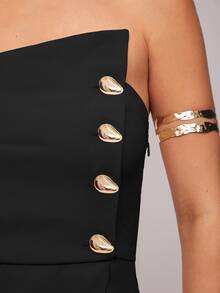 Silquee Set Atasan Tube Top dengan Hem Asimetris Elegan untuk Wanita dan Celana Panjang Lurus - Hitam - View 4