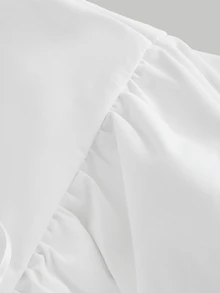 SHEIN MOD Women's Solid Color Waist Grommet Lace-Up Ruffle Hem Skort - White - View 6