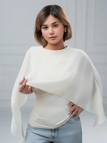 SARA VAULT Women's Elegant Off-White Shawl Collar Blouse For Tea Party Autumn Summer - Apricot - View 5
