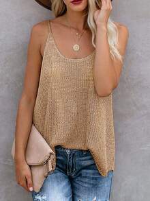 EMERY ROSE Casual Women's Knit Camisole Top - Khaki - View 6