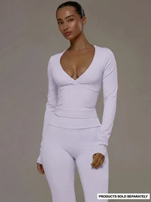 Musera Sport Wrap Front V-Neckline Doule Layered Long Sleeve Active Top Only Sport Workout Gym Pilates Fitness Daily Casual - Mauve Purple - View 1