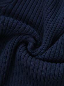 EMERY ROSE Button Front Ribbed Knit Cardigan Fall Winter Cloth For Women - Navy Blue - View 8