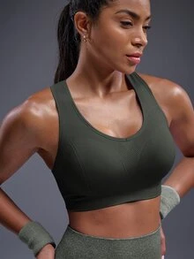 Powerista Women's Solid Color Casual Daily Sports Bra - Brown - View 5