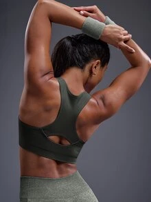 Powerista Women's Solid Color Casual Daily Sports Bra - Brown - View 8