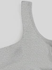 Flirla Top ajustado de unicolor casual con almohadillas en el pecho - Gris - Ver 3