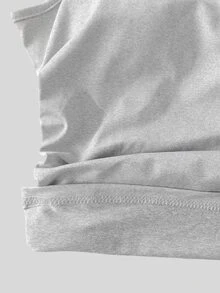 Flirla Top ajustado de unicolor casual con almohadillas en el pecho - Gris - Ver 5