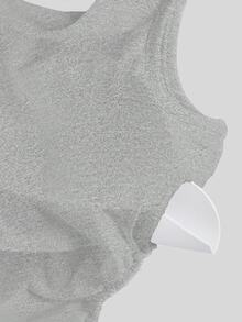 Flirla Top ajustado de unicolor casual con almohadillas en el pecho - Gris - Ver 4
