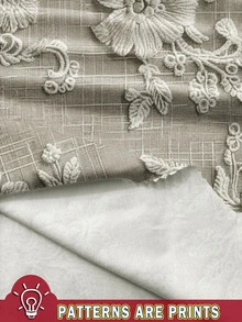 EMERY ROSE 大码女式优雅蕾丝印花宽松圆领七分袖上衣，休闲印花，秋冬款 - 彩色 - 查看 3