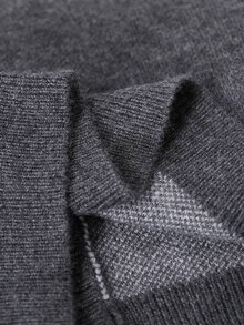 SHEIN 秋季冬季大童女孩炭灰色圓領長袖蝴蝶結愛心針織開襟衫，返校穿搭，舒適柔軟，節日造型聖誕裝 - 深灰色 - 查看 6