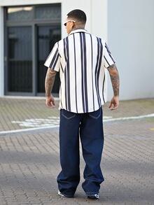 Devon Thys 2025 男士春夏休闲假日条纹纽扣短袖衬衫 - 彩色 - 查看 5