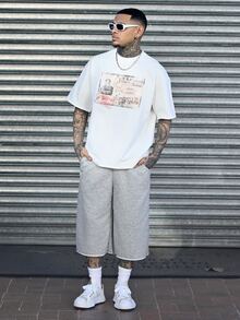 Devon Thys 男士新款时尚嘻哈印花T恤 - 白色 - 查看 3