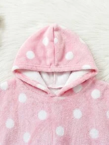 女嬰秋冬草莓刺繡圖案連帽可愛舒適法蘭絨吸水浴袍睡衣毯，適合多季節與浴室、海灘等多種場合 - 彩色 - 查看 5
