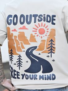 Devon Thys Men's Casual Vacation Style Printed Short Sleeve T-Shirt, Comfortable & Breathable, For Summer - Apricot - View 7