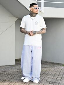 Devon Thys 男士海滨度假风海岛元素印花短袖T恤，适合夏季穿着，舒适透气，引领时尚潮流 - 白色 - 查看 4