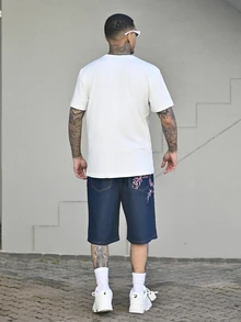 Devon Thys 男式摩托车印花圆领休闲短袖 T 恤 - 白色 - 查看 6
