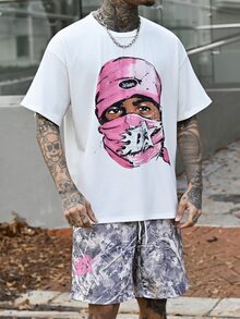 Devon Thys 男士街头风粉色迷彩图案印花连帽 T 恤套装 - 彩色 - 查看 5