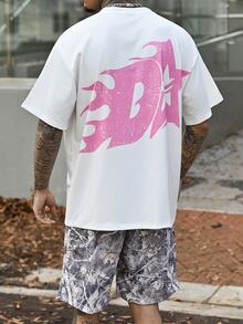 Devon Thys 男士街头风粉色迷彩图案印花连帽 T 恤套装 - 彩色 - 查看 2