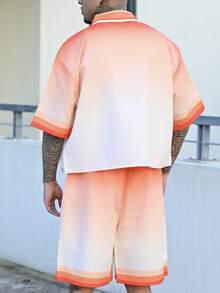 Devon Thys 2 件套街头风格休闲男士宽松印花 Polo 衫和短裤套装，舒适服装 - 彩色 - 查看 5
